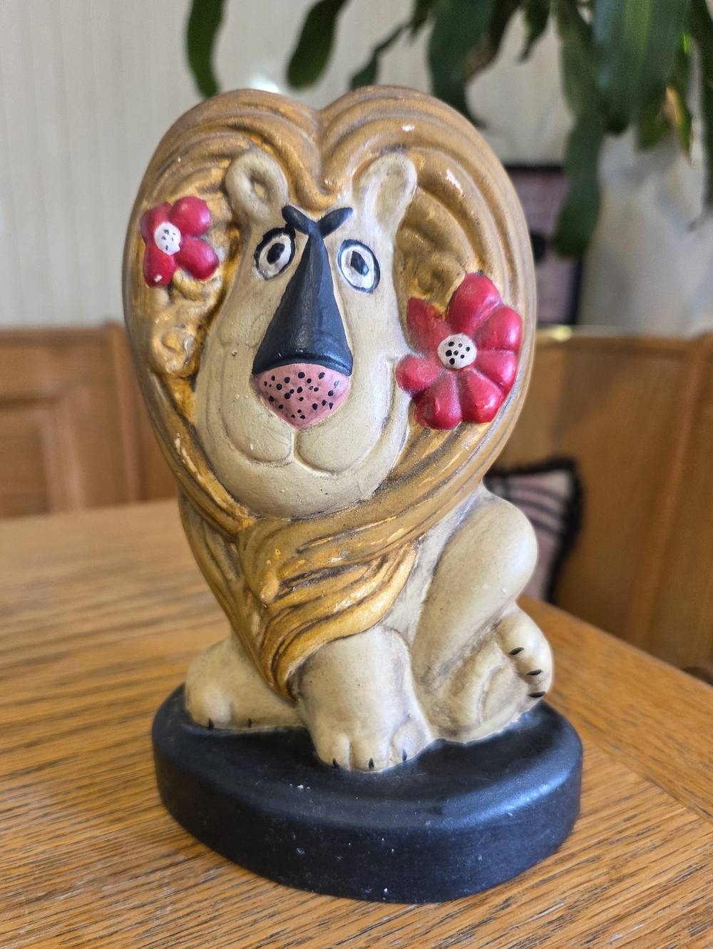 Vintage 1972 Ceramichrome Lion 7" Pen Holder Kitschy Desk Accessory Nostalgia